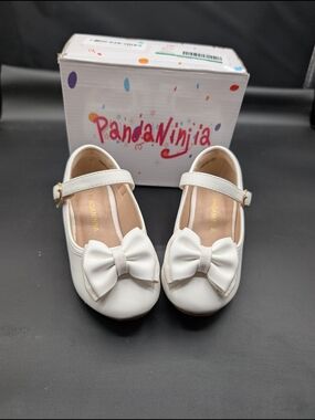 Girls White Bow Mary Jane Dress Shoes